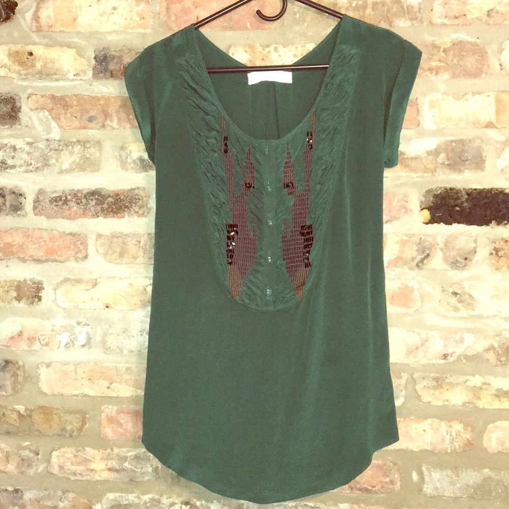 Interlud silk green top